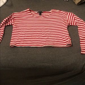 red and white striped long sleeve tee